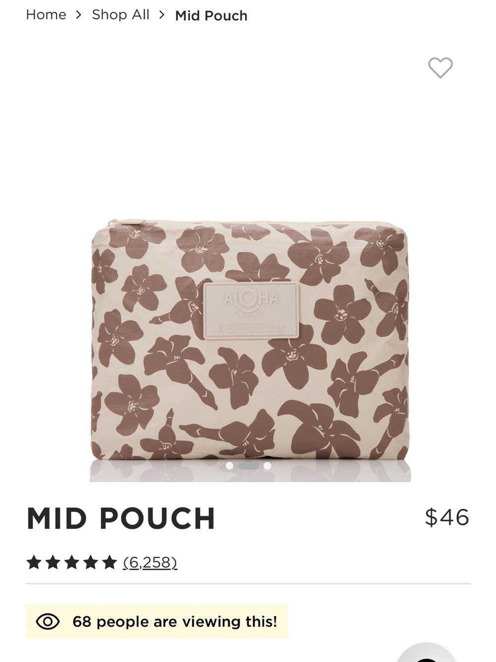NWT ALOHA Collection Mid Pouch in Puakenikeni